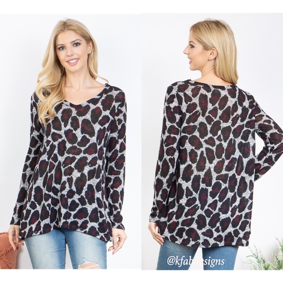 LAST! Stretchy V Neck Soft Casual Animal Print Top! - Picture 7 of 7